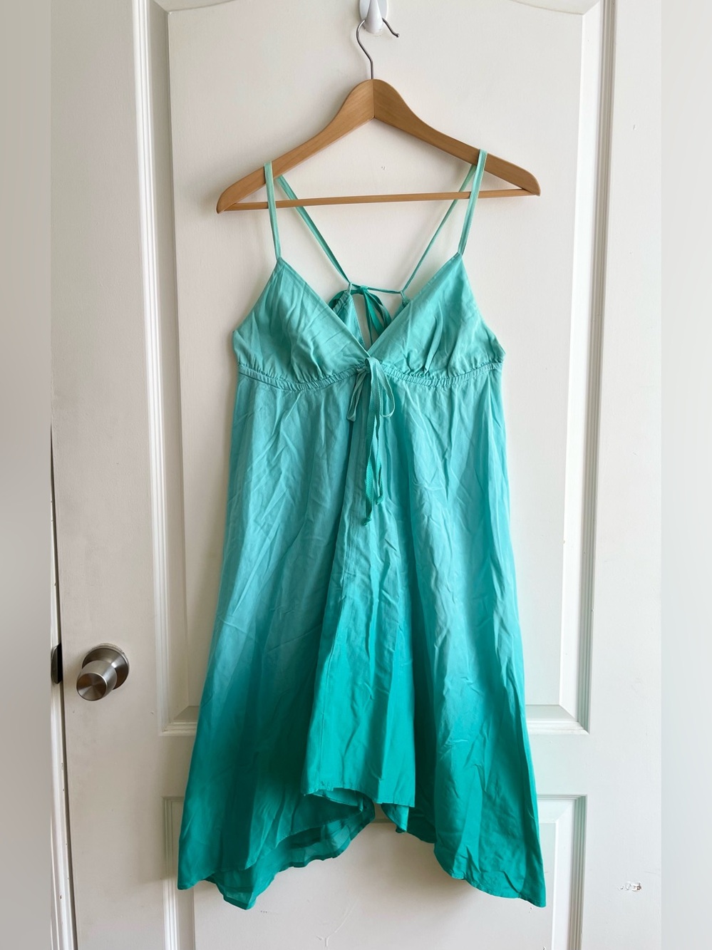 Splendid Y2K Asymmetrical Babydoll Dress Silk Cotton Size S Blue Ombré Fairy